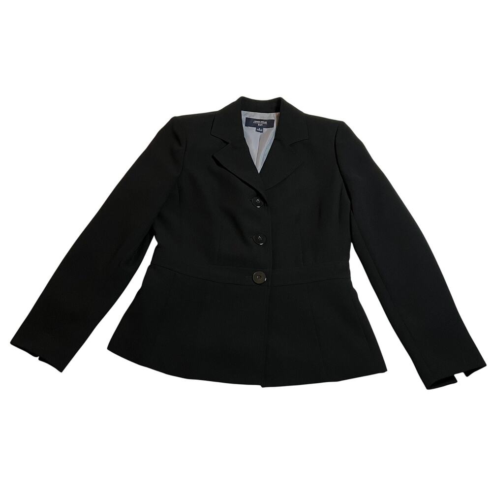 Jones Wear Stretch Black Tapered Suit Jacket Blazer Size 6 Career Professional